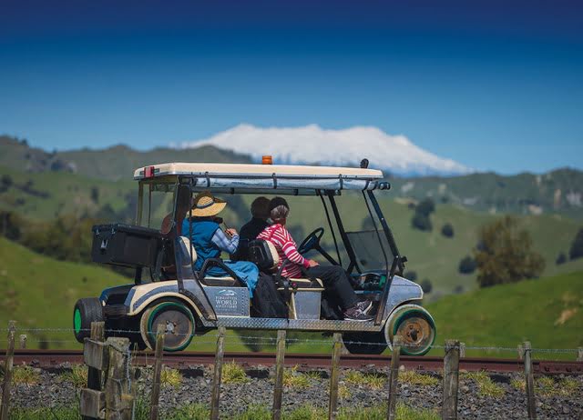 People on The Forgotten World Adventures Carts with Mt Ruapehu in the Background - Visit Ruapehu.jpeg